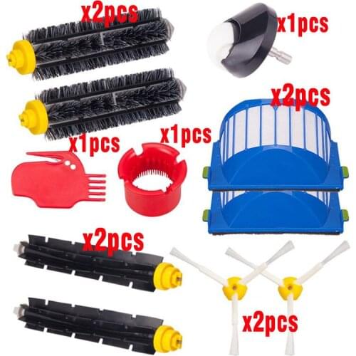 Compatible with iRobot Roomba 600 Series Bristle&Flexible Beater Brush 3-Armed Brush Aero Vac Filters kit spare parts clean kits