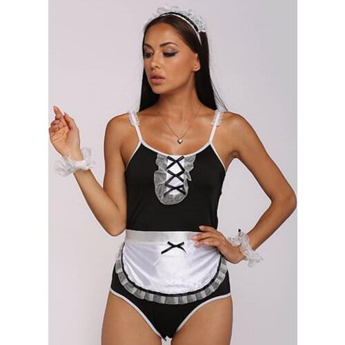 Maid Uniform Sexy Lingerie Cosplay Baby Doll Bodysuit Women Lace Temptation Bodysuits Body Femme Sexy Costume сексуальное белье