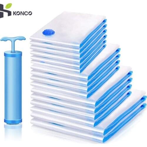 Vacuum Bag for Clothes Storage Bag With Valve Transparent Border Folding Compressed Organizer Travel Space Saving Seal Packet