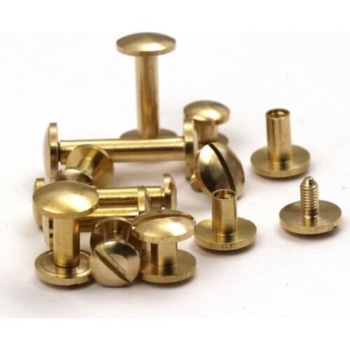 AIJJU 20 Pcs 4-20MM Curved surface brass Screw Bag rivets DIY double flat rivets for leather Belt screw Dress Accessories