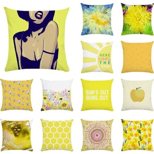 Yellow Geometric Sofa Decorative Cushion Cover Pillow Pillowcase Cotton Linen 45*45 Throw Pillow Home Decorative Pillowcase TP40