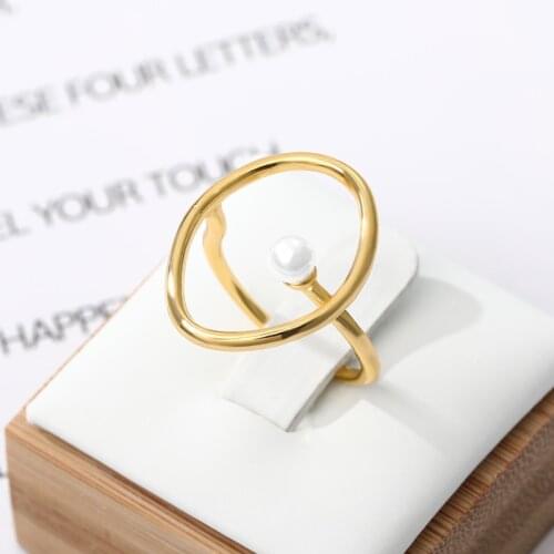 Pearl Ring For Woman Oval Minimalist Ring Jewelry Trend Girl Accessories Wife Fashion Finger Treasure Gift