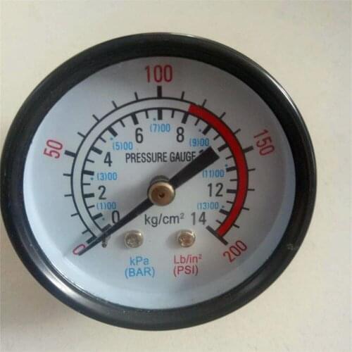 1 Pc 1/4" Male Thread Dia 50mm 0-14 Bar 0-200 PSI 2.5 Degree Pneumatic Air Gas Pressure Test Gauge