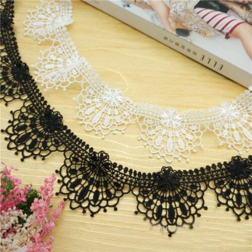 1Yard Black Embroidered Lace Fringe Ribbon for Garments Hometexile Curtain Decors DIY Water Soluble lace trims Accessories