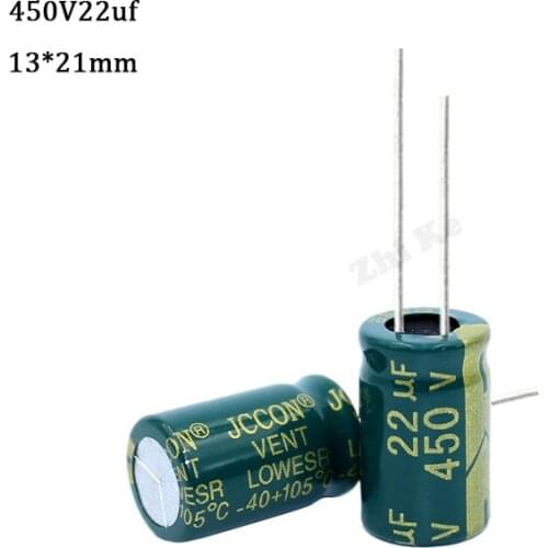 10 pcs/lot Aluminum electrolytic capacitor 22 uF 450 V 13 * 21 mm frekuensi tinggi Radial Electrolytic kapasitor