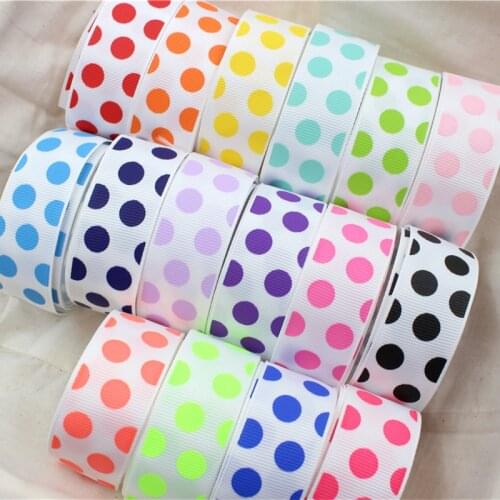 15121584 , 10 color mix , 25MM Dot Series Printed grosgrain ribbon, DIY handmadeHair accessories Material wedding gift wrap