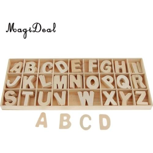 156pcs Set Wooden Letters - Wooden Craft Alphabet with Storage Tray - Unpainted Kids Learning Toy, Scrapbooking Embellishments