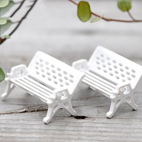 2Pcs Mini Park Seat Bench Garden Ornament Miniature Craft Fairy Dollhouse Decor