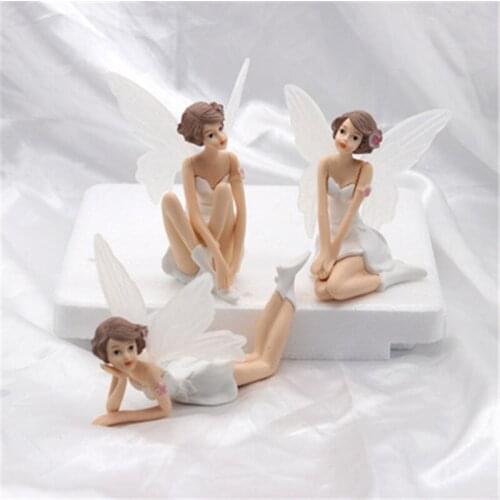 3PC Flying Flower Fairy Garden DIY Miniature White Angel Flower Ornaments Home Decoration Cartoon Gifts Toys For Children