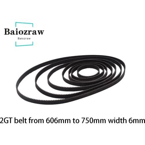 3D Printer Parts GT2 6mm Closed Loop Rubber Timing Belt 606 610 616 630 640 650 660 670 690 696 700 710 738 740 750mm 2GT 1pcs