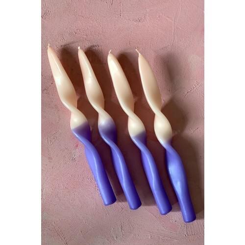 Mysterious Home 4 Pcs Set Pink-Lilac Color Cascading Twist Knot Candlestick Candle