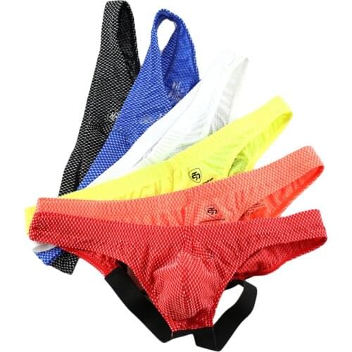 6PCS Sexy Men Underwear Thongs Open Pouch Bag T-back Erotic Underwear Bulge Gay Male Funny Double G Strings Jockstrap Panties