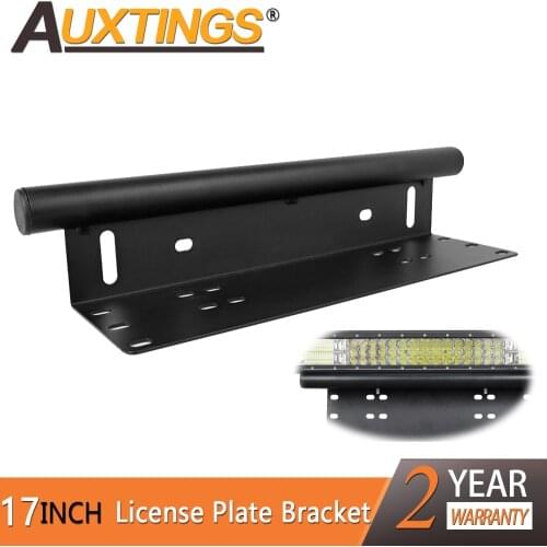 Auxtings 17INCH Aluminum alloy Bull Bar Front Bumper License Plate Mount Bar led Light Bar bracket Holder Kit For Offroad ATV