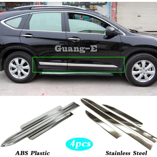 Car Stainless Steel/ABS Chrome Side Door Trim Strip Molding Stream Lamp Panel Bumper 4pcs/Set Part For Honda CRV CR-V 2015 2016