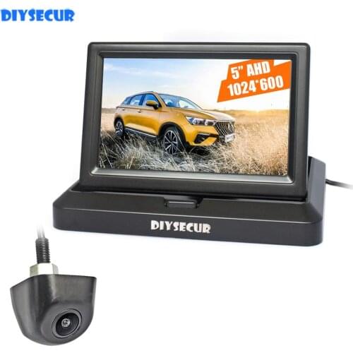 DIYSECUR 5" 1024x600 IPS AHD Car Monitor 1920*1080P HD 170 Degree Starlight Night Vision Vehicle Camera Reverse for Car SUV MPV