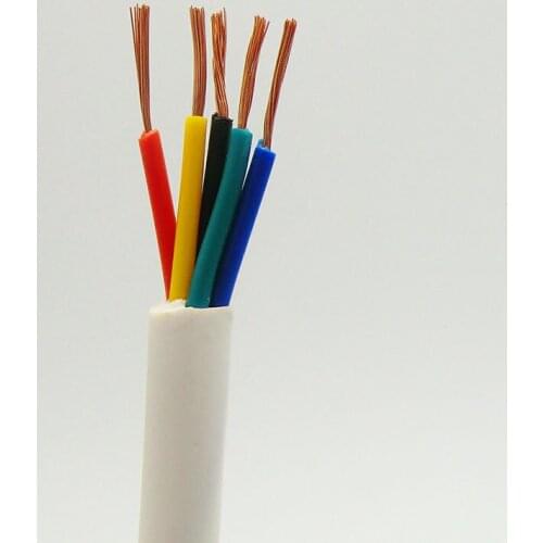 White Soft Sheath Wire 5 core 0.2, 0.3mm²through Extruding Production Signal Control Line With Oxygen Free Copper 24,22AWG 5m