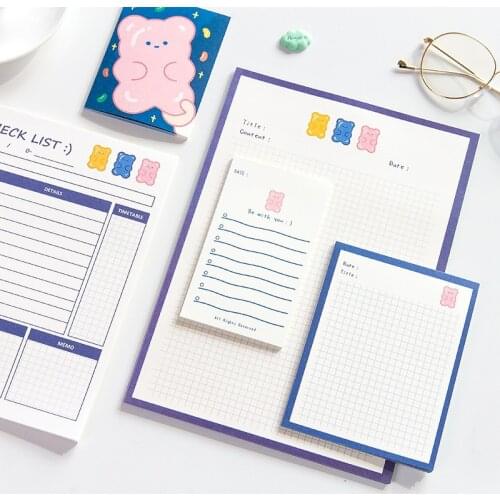 SIXONE 30 sheets Creative Bear Avocado Bread Note Book Kawaii Message Plan Note Paper Memo Pad Diary Stationery Planner Stickers