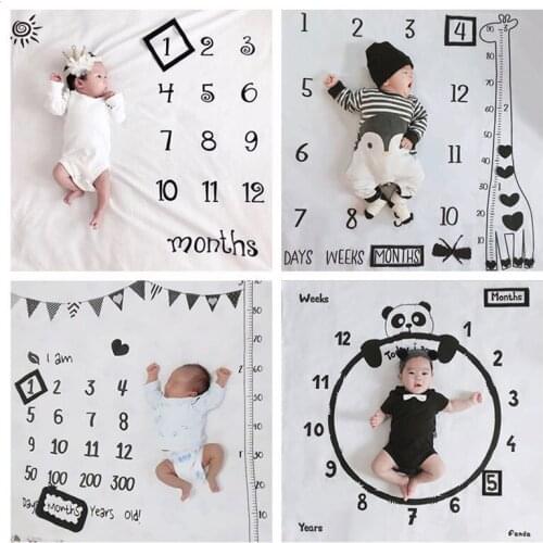 Baby Milestone Blanket Infants Monthly Growth Towel Swaddle Newborn Photo Shootin Background Baby Photograph Props