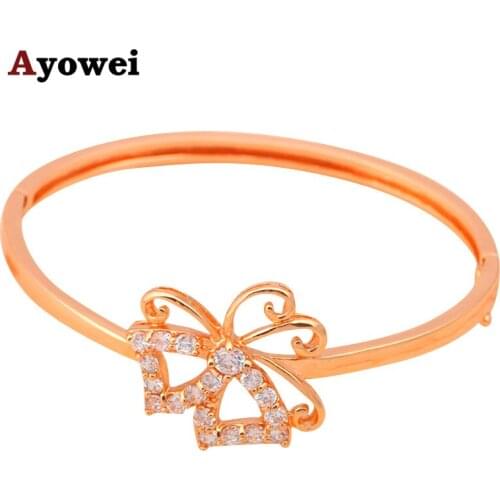 Designers ! New arrival Hot selling White Crystal Zircon fashion jewelry k Rose Gold tone Bangles TB201A