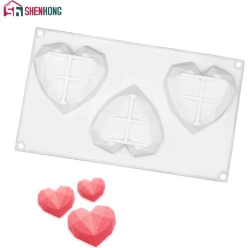 SHENHONG 1 Piece Diamond Cake Mold For Baking Home Party Wedding Silicone Mould Mousse DIY Baking Christmas Valentines Day