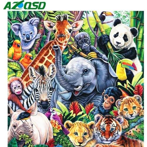 AZQSD 5d Diamond Painting Elephant Tiger Rhinestones Picture Mosaic Diamond Embroidery Animals Full Drill Cross Stitch Kits