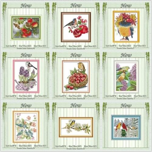 Little birds animal decor painting 11CT patterns printed on canvas 14CT needlework dmc cross stitch chinese Sets Embroidery kits