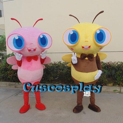 Bee Mascot Costume Animal Theme Bee Couple Mascot Costumes Adult Character Costume Cosplay Outfit for Halloween Christmas Party