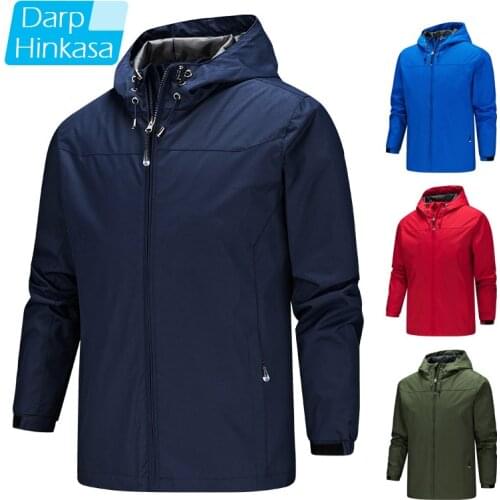 Spring Hooded Jacket Men Windbreaker Bomber Jacket 2021 Waterproof Coat Windproof Warm Solid Color Men Coat Outdoor Sportswear