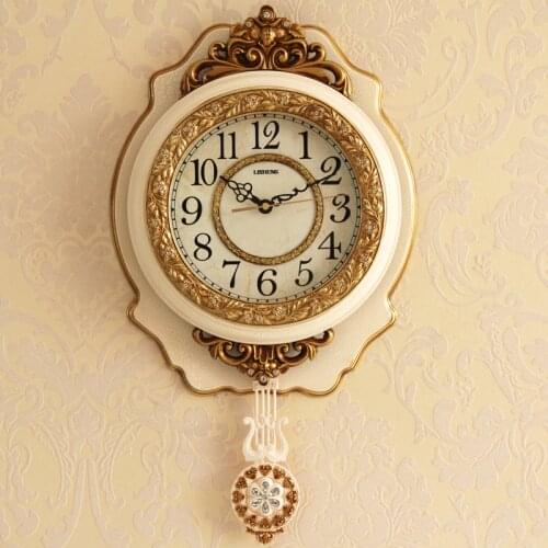 Pendulum Large Wall Clock European Silent Luxury Vintage Living Room Wall Clock Reloj Pared Grande Home Decor Clock New DA60WC