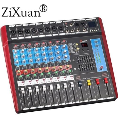 8 Channels (Mono) Mixing Console with Bluetooth Record 99 DSP effect USB Function Professional Audio Mixer