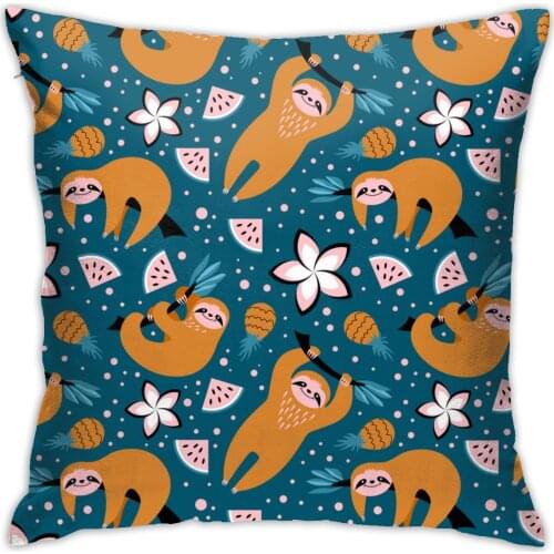 Cute Cartoon Sloth Plush Cushion Cover Pattern Pillow Case Sloth Anime Vintage Decorative Pillow Cover Sofa Chair Pillow Case