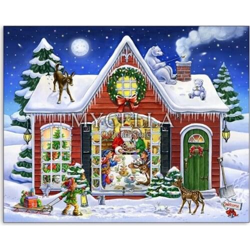 Cartoon 5D DIY Diamond Painting Christmas Feast house Art Crystal Embroidery Cross Stitch Needlework Full Diamond Mosaic Decor