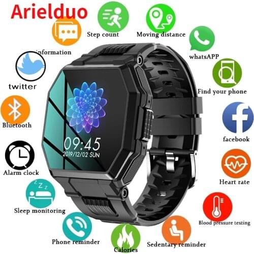 2021 Luxury military sport Mens Smart watch Men Full screen touch Blood pressure Heart rate monitor Bluetooth call smartwatch