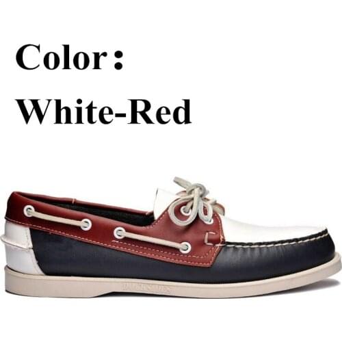 Mens Designer Shoes Men Genuine Leather Docksides Classic White Red Boat Shoes For Homme Femme X149