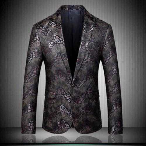 Mens Blazer Smart Gray Casual Printing 2020 New Great Designer Men Suit Jacket stage costumes for singers mens 8811