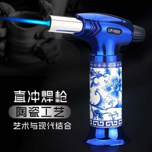 Inflatable direct injection windproof lighter big torch BBQ high temperature resistant big spray gun cigar kitchen gadget Gift