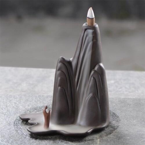 Buddha Statue Creative Incense Burner Backflow Ceramic Rockery Waterfall Aromatherapy Censer Porta Incenso Home Decor EB5XX