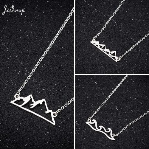 Jisensp Origami Snow Mountain Necklaces Mountain Range Pendant Necklace Fashion Jewelry for Women Men Outdoor Clamber Gift