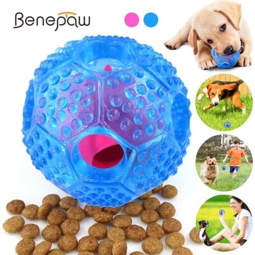 Benepaw Durable IQ Treat Ball For Dogs Nontoxic Rubber Food Dispensing Pet Toys For Small Medium Large Dogs Teeth Cleaning