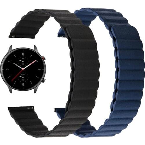 For Huami Amazfit GTR 2/2e Watch Magnetic Buckle Wrist Strap for Amazfit GTS 2/Bip Watch Leather Watchband Band Belt 20mm 22mm