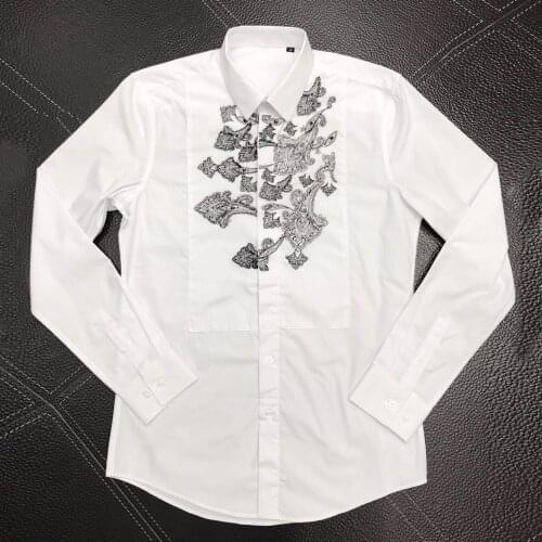 Brand Shirt Men Slim Embroidery Casual Long Sleeve Chemise homme High Quality Cotton Business Male Dress Shirts With Brand Tag