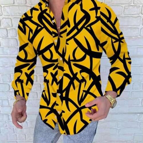 Leopard Shirt Men Casual Slim Fit Long Sleeve Men Color Lump 3D Printed Shirt Autumn Camisa Social Masculina Prom Party Shirt