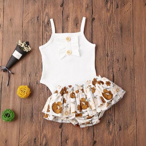 Cute Toddler Baby Girls Lace Floral Romper Infant Sleeveless Knitted Jumpsuit Ruffle Shorts Summer Outfit Clothes