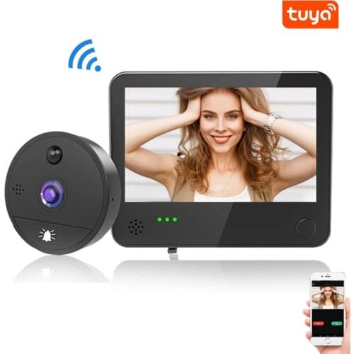 Tuya1080P Peephole Video Doorbell Camera Wifi Door Bell Viewer High Degree Motion Detection Tuya APP Remote Control for Home