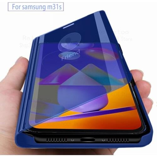 Sansung m31s case smart mirror flip cover cases for samsung galaxy m31s m 31s m317f magnetic stand book coque galaxy m 31 s
