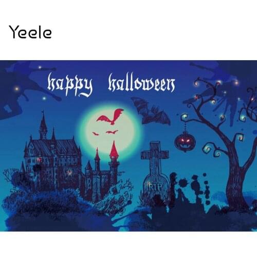Yeele Halloween Forest Backdrop Tombstone Moon Castle Crow Pumpkin Lantern Baby Birthday Photography Background For Photo Studio