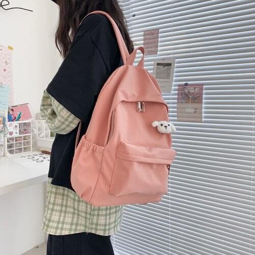 Women Travel Backpacks Casual Zipper Teenager Girls School Book Packs Waterproof 19 Inch Soild Color Big Capacity Female Bag