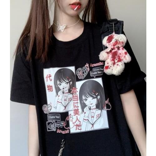 Women T-shirts Harajuku Anime ulzzang T-shirt Womens Streetwear Y2k Top T Shirt Aesthetic goth Oversized Woman Tshirts Kawaii