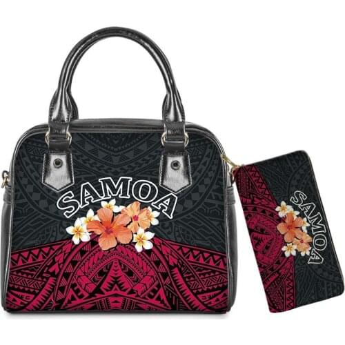 Woman Floral Messenger Bags Wallet Set Polynesian Pattern Ladies Party PU Leather Tote Bags Female Casual Beach Clutch Bags 2021