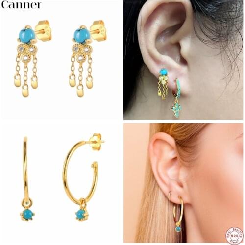 Canner Five-Petaled Flowers 925 Sterling Silver Earings Metal Stud Earrings For Women Party Korean Brinco Piercing pendientes W5